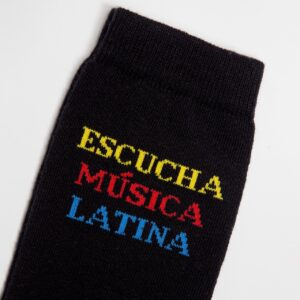 Meia ESCUCHA MÚSICA LATINA preta