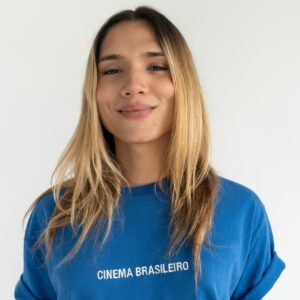 Camiseta malhão bordada CINEMA BRASILEIRO azul