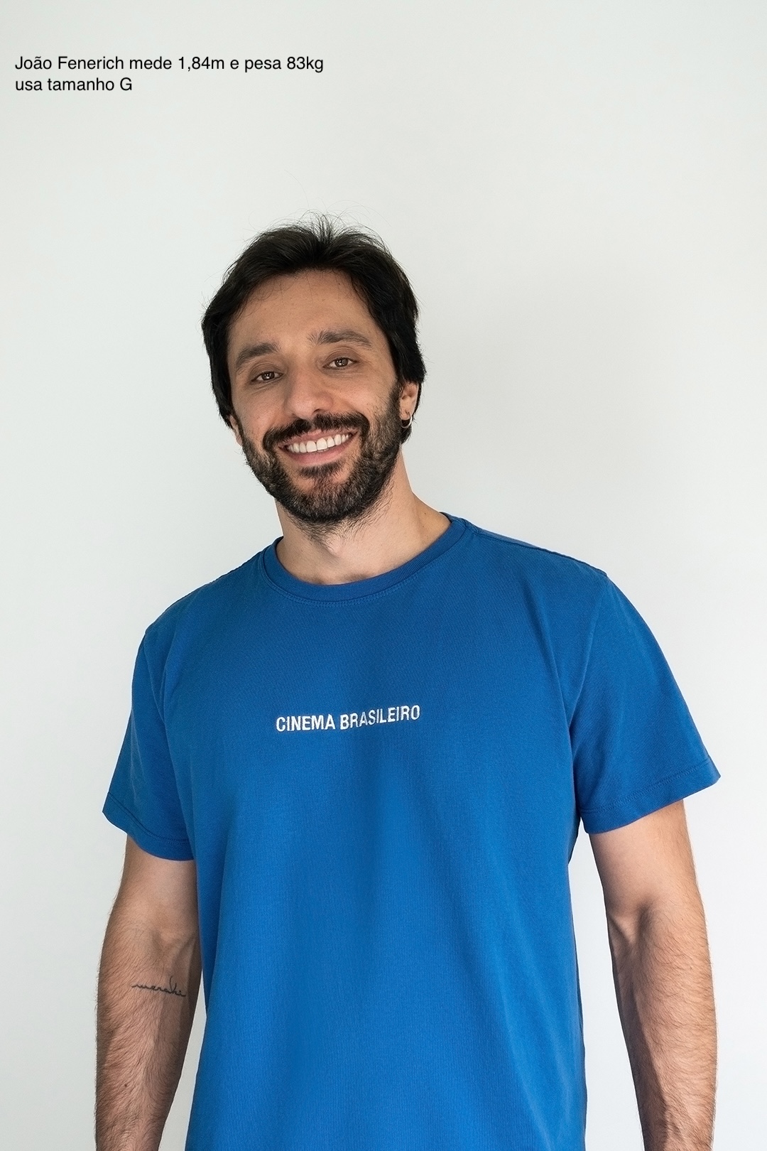 Camiseta malhão bordada CINEMA BRASILEIRO azul - Imagem 2