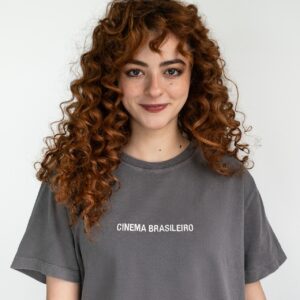 Camiseta malhão bordada CINEMA BRASILEIRO cinza