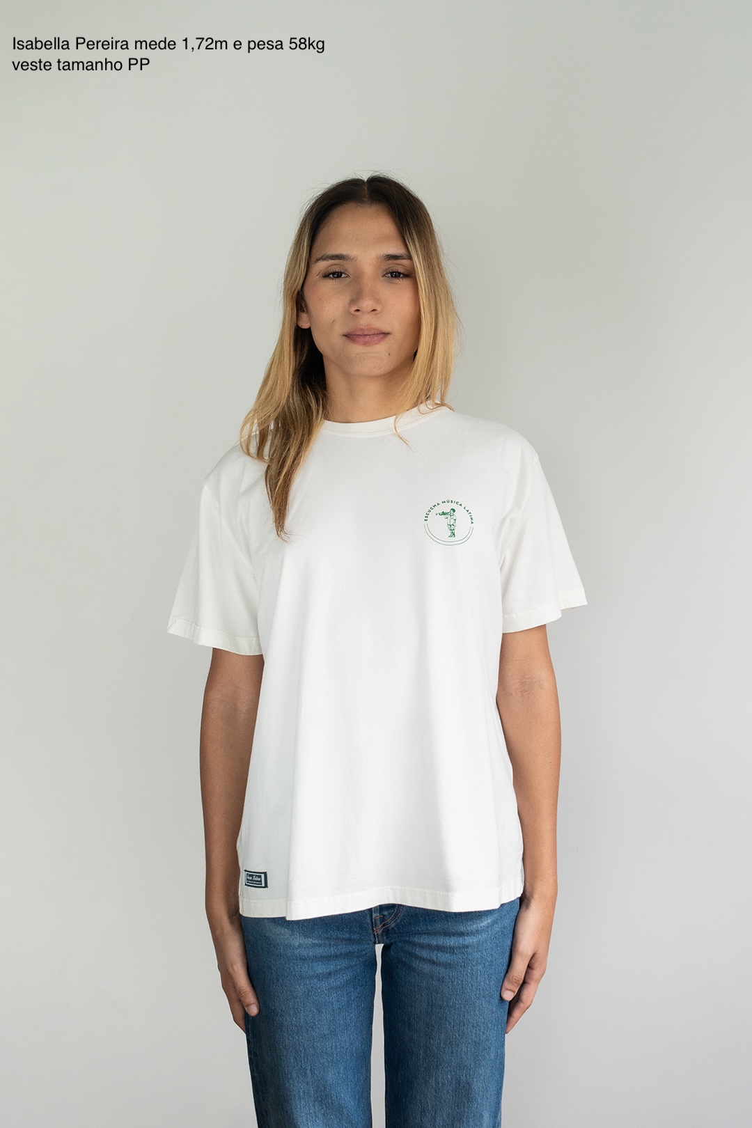 Camiseta ESCUCHA MÚSICA LATINA branco cru - Imagem 6