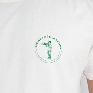 Camiseta ESCUCHA MÚSICA LATINA branco cru